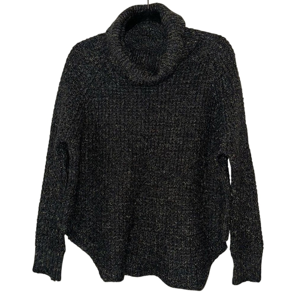 Free People Womens XS Wool Blend Cowl Neck Chunky Marled Knit Sweater FLAWS
